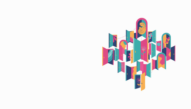 Vibrant colorful abstract shapes and patterns design element