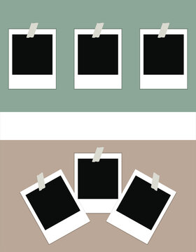 Blank Instant Photo Frames Mockup Collection on Neutral Background, Polaroid Style Picture Template Set