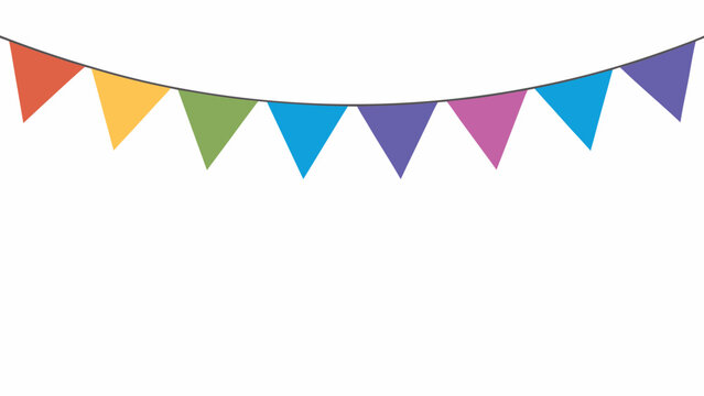 Colorful triangular flags on a string white background vector illustration