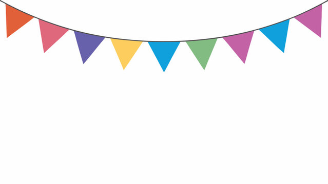 Colorful triangular flags on a string vector illustration with white background