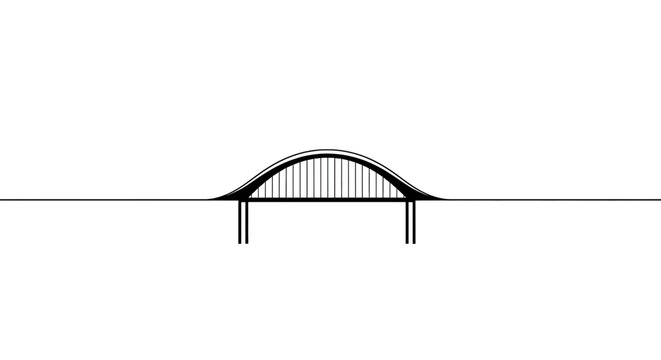 Minimalist line art illustration of a modern arched bridge