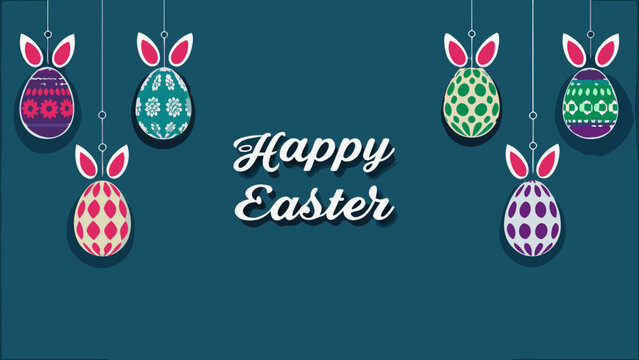 Patterned easter eggs with bunny silhouettes vector illustration