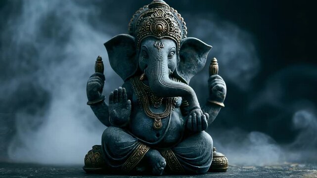 Ganesha statue on dark background