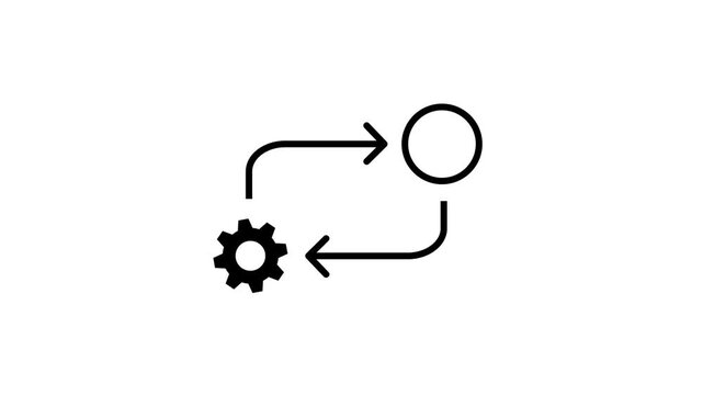 Process icon in flat style isolated on white. Process symbol in black for your web site design on white background. 4k video animation