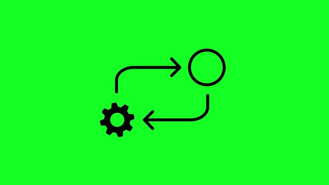 Process icon in flat style isolated on Green. Process symbol in black for your web site design on Green background. 4k video animation