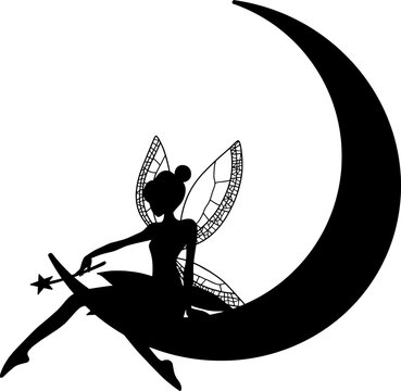 Mystic pixie fairy silhouette elements set for background and graphic design