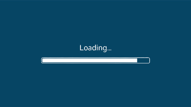 Loading screen with progress bar on blue background illustration