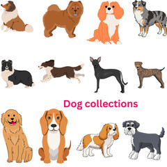 Fototapeta premium Cute Dog Collection Vector Illustration Pack
