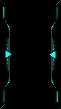 Cyan futuristic head-up display frame with geometric lines. Cyan futuristic HUD frame animation for technology themes. Border frame visual for digital projects.