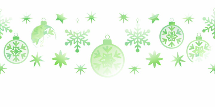 Green christmas ornament pattern with snowflakes on white background