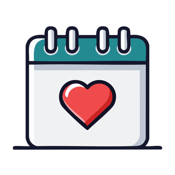 Calendar icon with red heart symbol