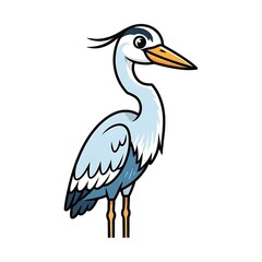 Fototapeta premium Blue and white heron bird standing illustration.