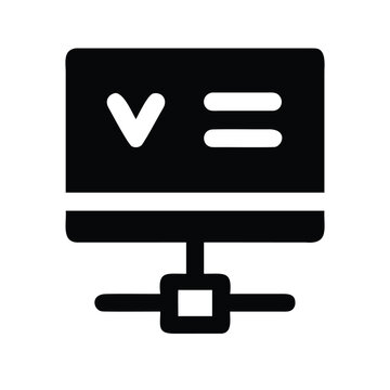 Vs code editor icon with network connection symbol - Minimalist vector icon showing VS Code editor and network connection symbol in black and white style