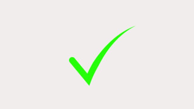 Animated flat voting icon with simple motion at alpha png background. success, correct sign. Check mark verified selection,