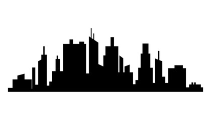 Obraz premium Cityscape silhouette. City building, night town and horizontal urban panorama silhouette. Modern urban landscape. Monochrome panoramic view