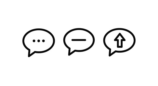 Chat Bubble Icons With Ellipsis Dash And Upload Arrow On White