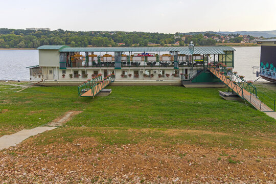 Restaurant Noina Arka at Low Tide River Danube in Novi Sad Serbia
