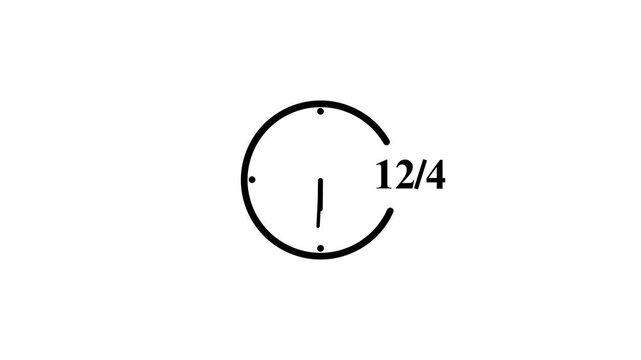 Minimalist digital clock animation showing steady progression of time and numbers as simple black line graphics on white background for creative projects.