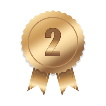 Gold Award Badge with Number Two Illustration