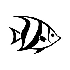 Logotipo con dibujo minimalista con líneas de un pez tropical visto de perfil  © teracreonte