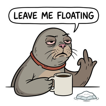 Cartoon seal with annoyed expression.