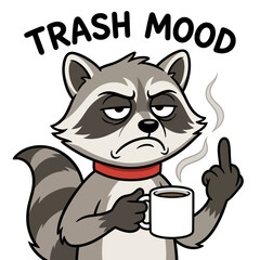 Raccoon with coffee and attitude expression. © semurraja