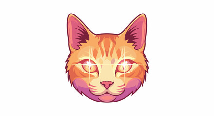 Fototapeta premium Vibrant pixel art illustration of a ginger cat's face with intense glowing eyes