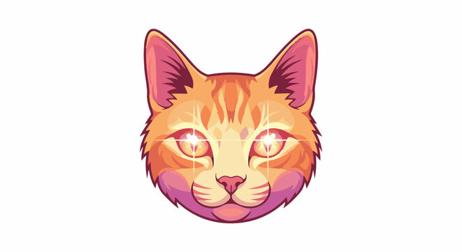 Vibrant pixel art illustration of a ginger cat's face with intense glowing eyes