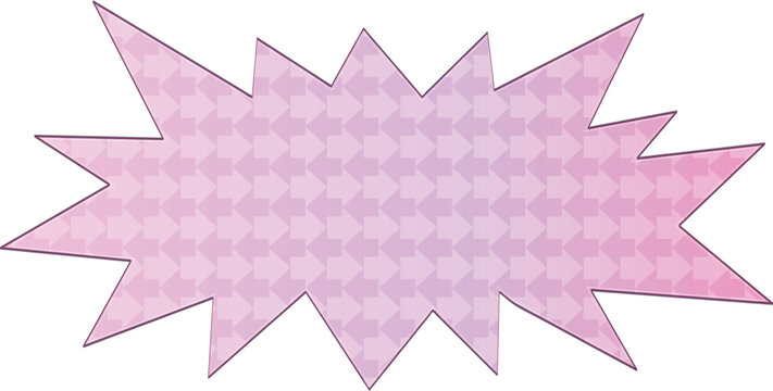 Pink comic speech bubble with hexagonal pattern