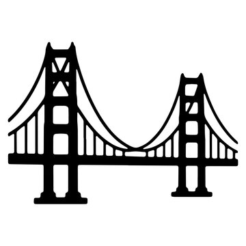 Golden gate bridge iconic san francisco landmark vector graphic illustration with landmark, isolated