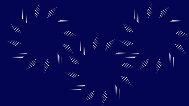 Repeating pattern with white triangles and swirls. Repeating pattern abstract digital design. Repeating pattern modern motion background on deep blue background.