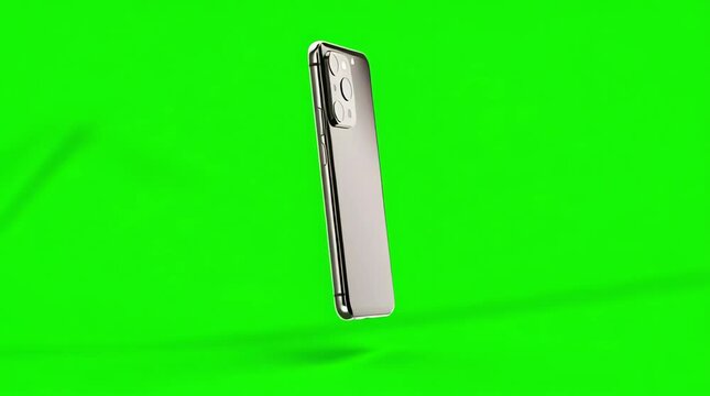 Modern Smartphone Rotating on Green Screen Background - Generative AI