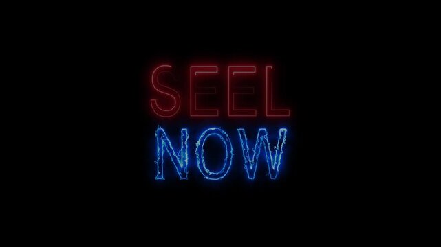 Bright neon text prompts immediate consumer marketplace purchasing actions. Clear neon text highlights modern commercial e-commerce store sales. Retail promotion utilizing typographic neon text.