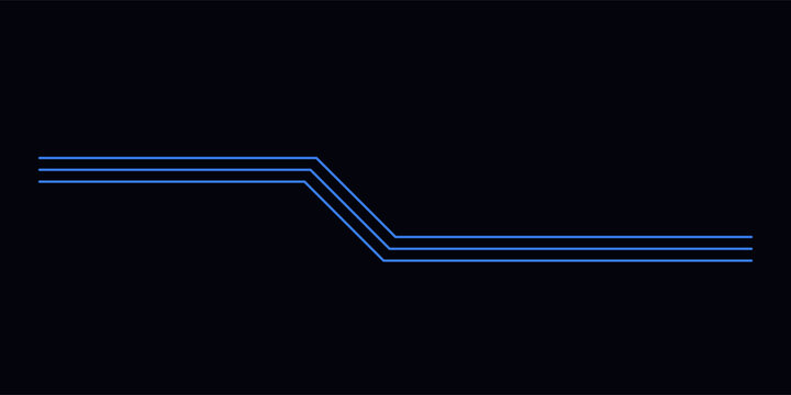 Parallel blue lines creating geometric steps on dark background, industrial.