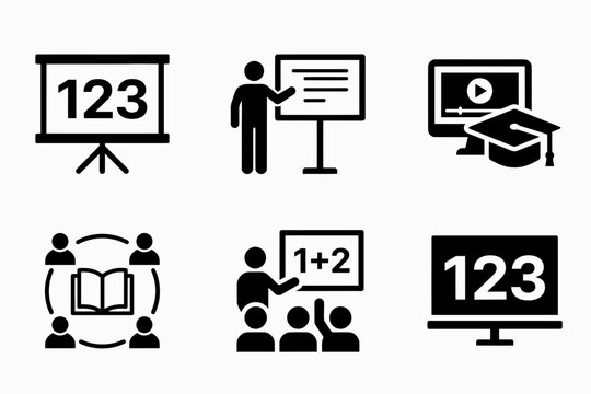 Educational icons representing different teaching methods