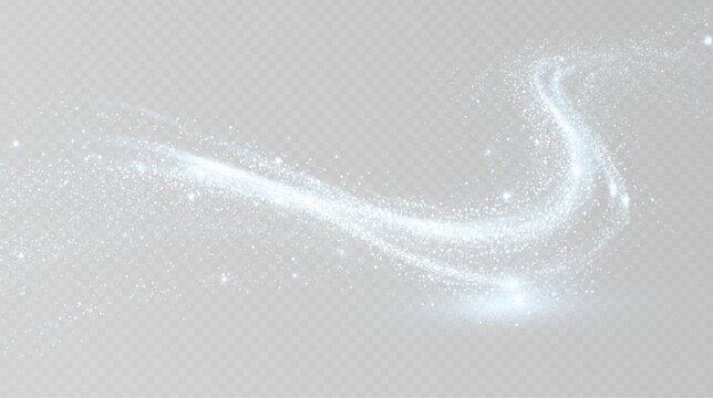 Transparent PNG overlay of a glowing blue light wave with falling frost powder and stipple star trails abstract textured background with fresh cold breeze sparkling winter air effect design streaks