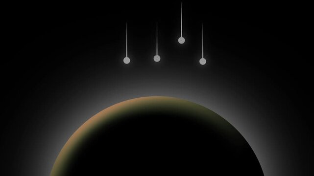 Minimalist planet rotates inside deep starry space backdrops. Detailed planet model visualizes basic planetary physics astronomy education. Deep space exploration incorporating planet.