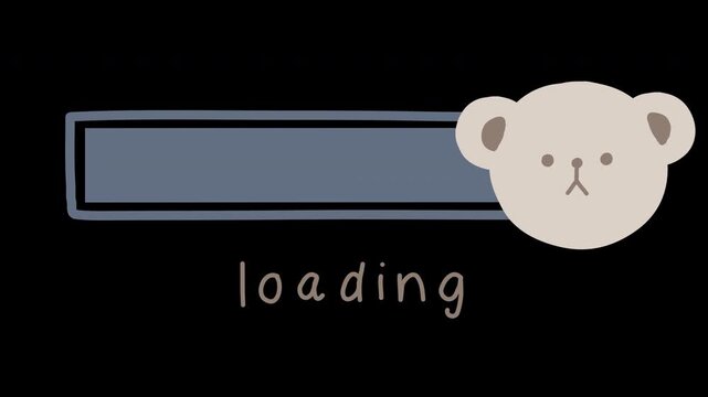 Animated video bear loading counter bar game process progress computer, banner overlay transparent prores 4444 4K
