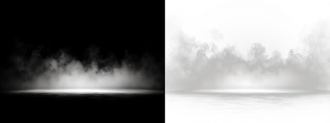 White smoke and thick fog on the floor for product gas effect, overlay grey smoke png © KETRIN