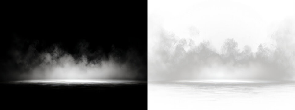 White smoke and thick fog on the floor for product gas effect, overlay grey smoke png