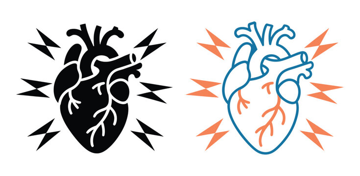 Heart Attack icon representing cardiovascular emergency medical condition chest pain symptoms and healthcare awareness concept design