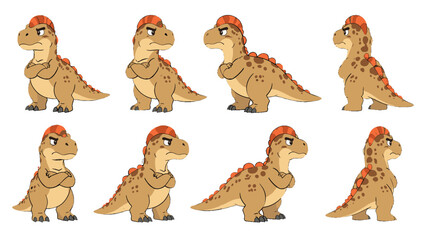 Fototapeta premium Cartoon dinosaur character set in multiple standing poses