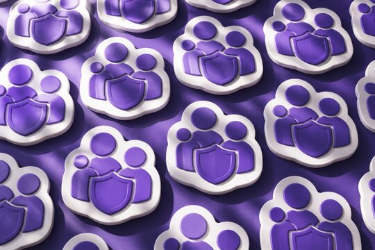 Purple team security icons pattern on textured background
