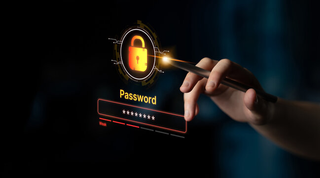 A concept of user authentication and password security. The interface shows a password strength meter, highlighting the importance of creating a strong code for account protection. Fermion