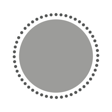 Gray circle with dotted border, minimalist design element, isolated on white background