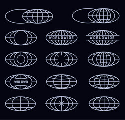 Obraz premium Set of abstract world Micrographic element Futuristic globe shape Collection
