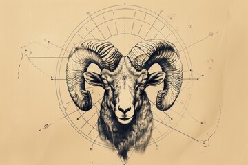 Obraz premium Aries drawing illustrated livestock.