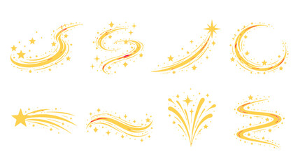 Golden sparkling star trail swirls and magical comet elements © Alan