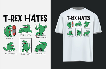 Tyrannosaurus Rex Illustrations With Exercise Themes Vector Graphic Design © Abdul