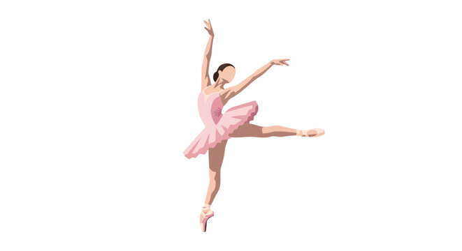 Elegant ballerina in pink tutu performing a graceful ballet pose on pointe shoes